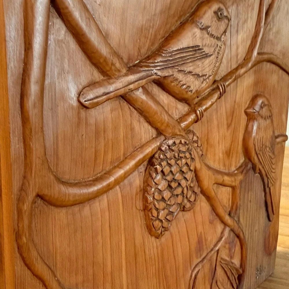 Artisan Carved Bird Wall Shelf